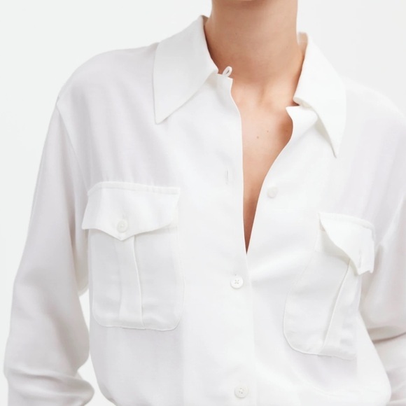 Alexa Chung for Madewell Pleat-Pocket Button-Up Shirt in white size M NWT NT108 - Picture 2 of 11